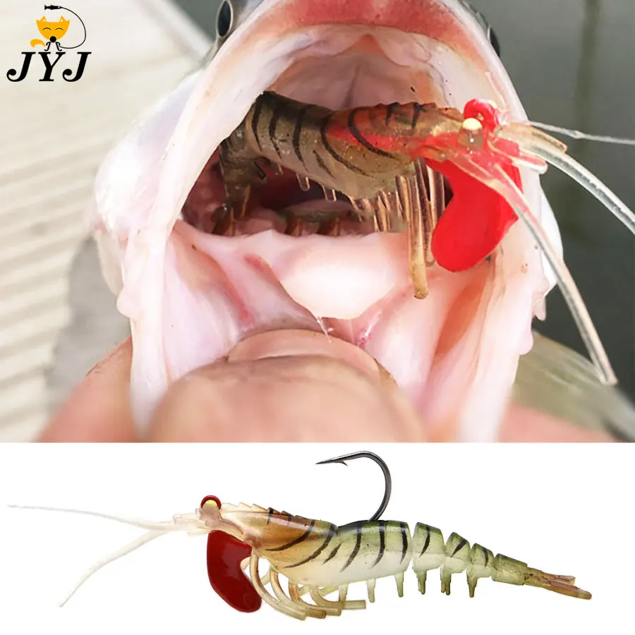 JYJ Weiche Garnelenköder zum Meeresangeln mit leuchtenden Garnelen, weicher Köder, Barsch, 7 g, 12 g, 18 g, Wolfsbarsch, Garnelenbarschköder