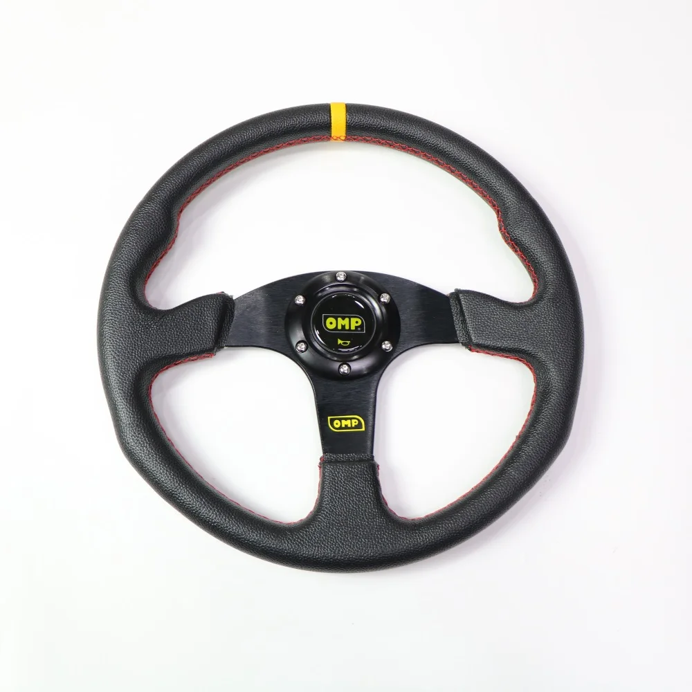 OMP 14 Inch Steering Wheel Leather Racing Hand Sewn Thread Volante Esportivo Sports