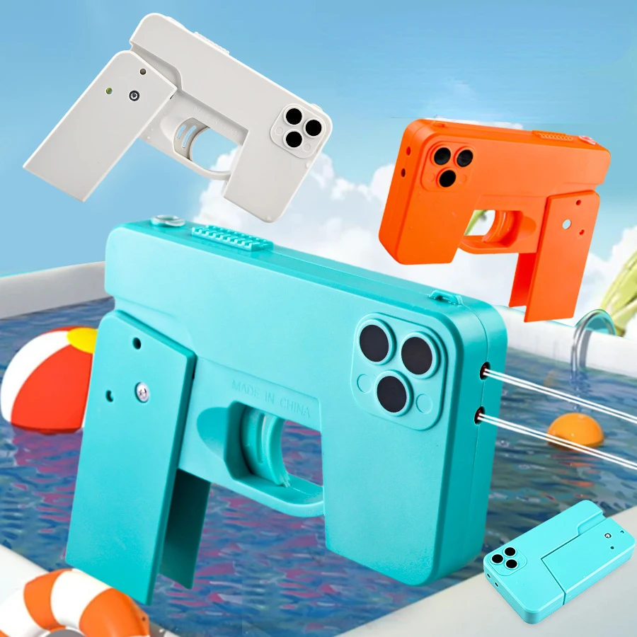 Foldable Water Gun for Kids Creative Toys Phone Children's Toy Outdoor Water Battle Funny Joke Toys Prank Blasters Gift 2