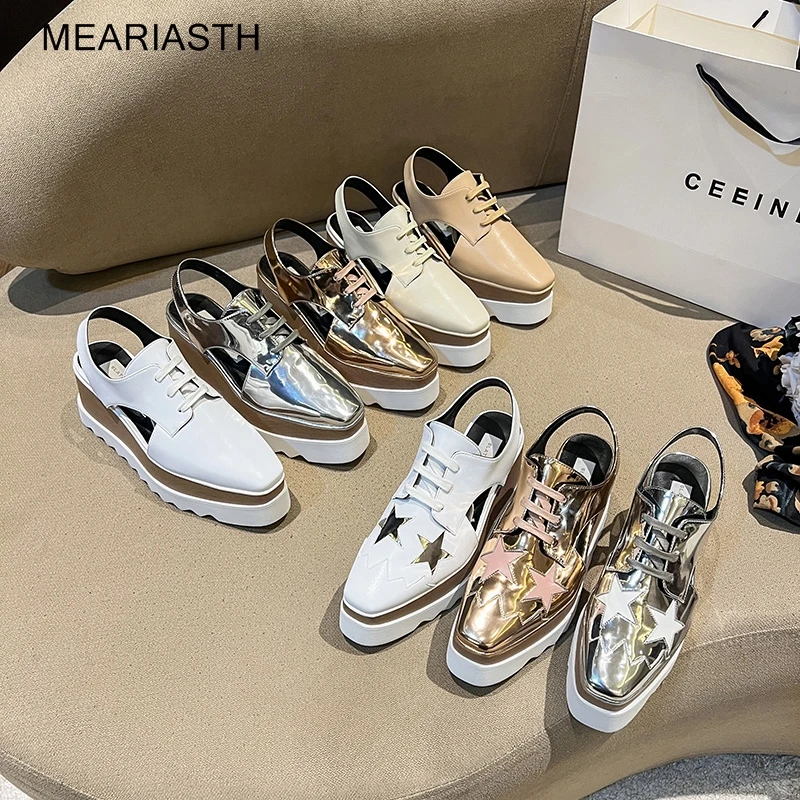 

2022 Spring New Women Flat Platform Shoes Slip on Sequins Ladies Casual Shoes Woman Thick Sole Cut-out Square Toe Sneakers