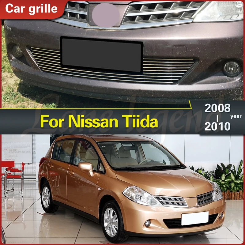 

High-quality Stainless Steel Front Bottom Grill Cover Grilles Trim Cover Car Grille Car Styling Body Kit for Nissan Tiida 08-10