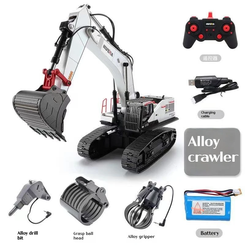 22 Channel Joint Metal Rc Excavator 1/14 Electric Heavy Duty Remote Control Excavator Adult Toy Car Gift Huina 1594/1592 3