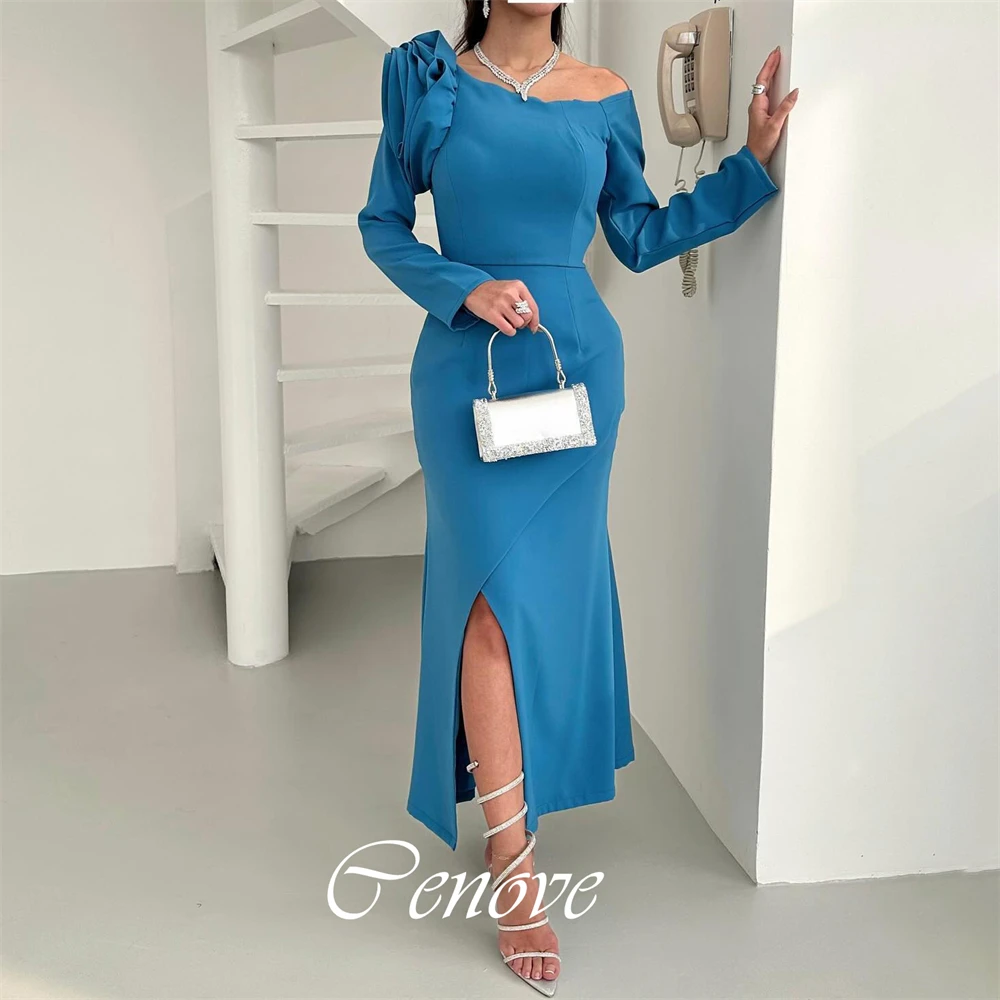 

Cenove 2024 Arab Dubai Off The Shoulder Prom Dress Ankle-Length With Full Sleeves Evening Fashion Elegant Party Dress For Women
