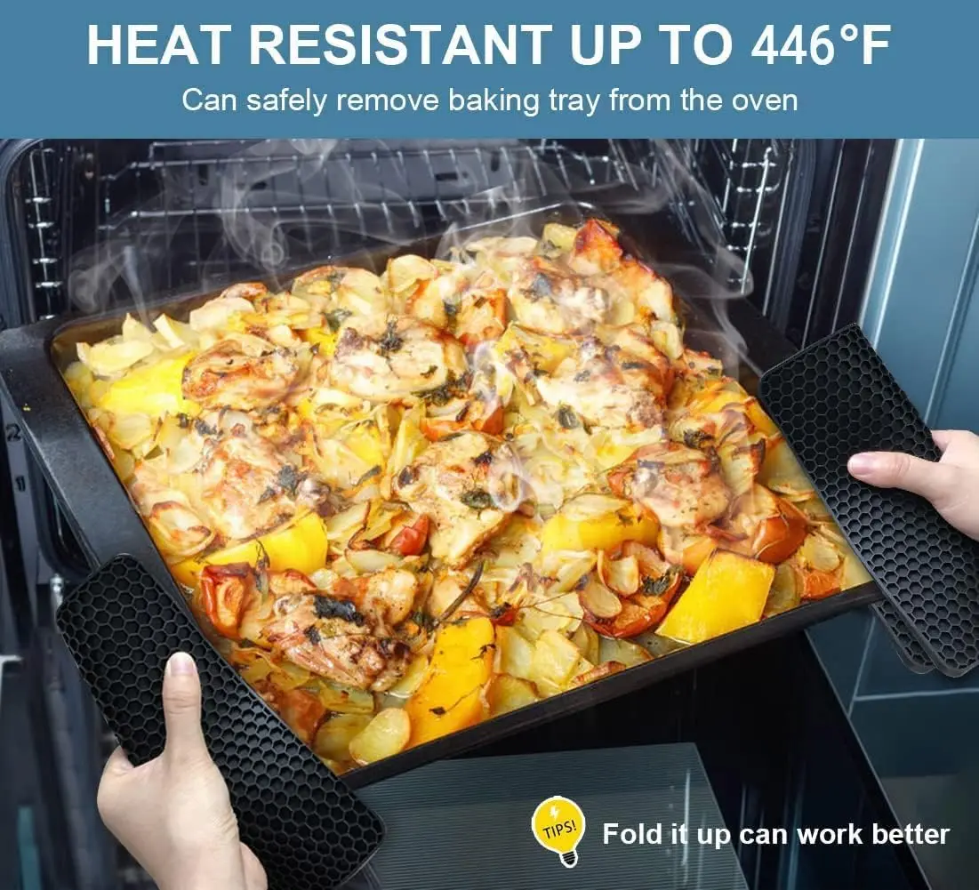 Silicone Mats 4 Heat Resistant Pot Holder Non-Slip Hot Pads Kitchen Potholders Hot Dishers Food Grade Silicone BPA Free