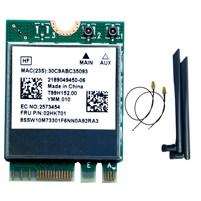 Cartão sem Fio Banda Dupla Rtl8822ce 802.11ac 867mbps Ngff M.2 Wifi Bluetooth 5.0 Placa de Rede para Lenovo Fru 02hk701 Novo