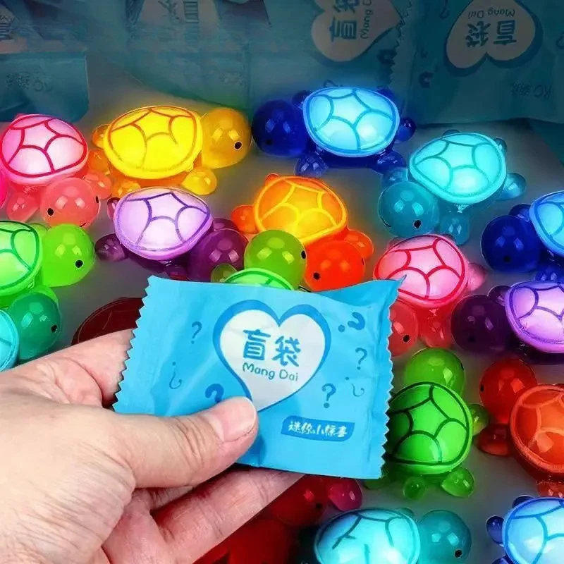 100-Pack Mini Glow in The Dark Ocean Turtle Figurines Realistic Multicolor Resin Ornaments for Aquarium DIY Crafts Party Fav