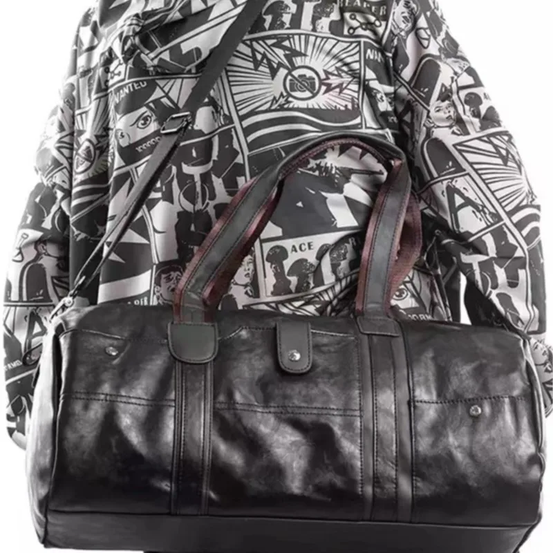 Large Capacity Soft Leather Travel Bag For Men Waterproof Training Duffle Bags Outdoor Sport Fitness Luggage Bag Man Suitcase