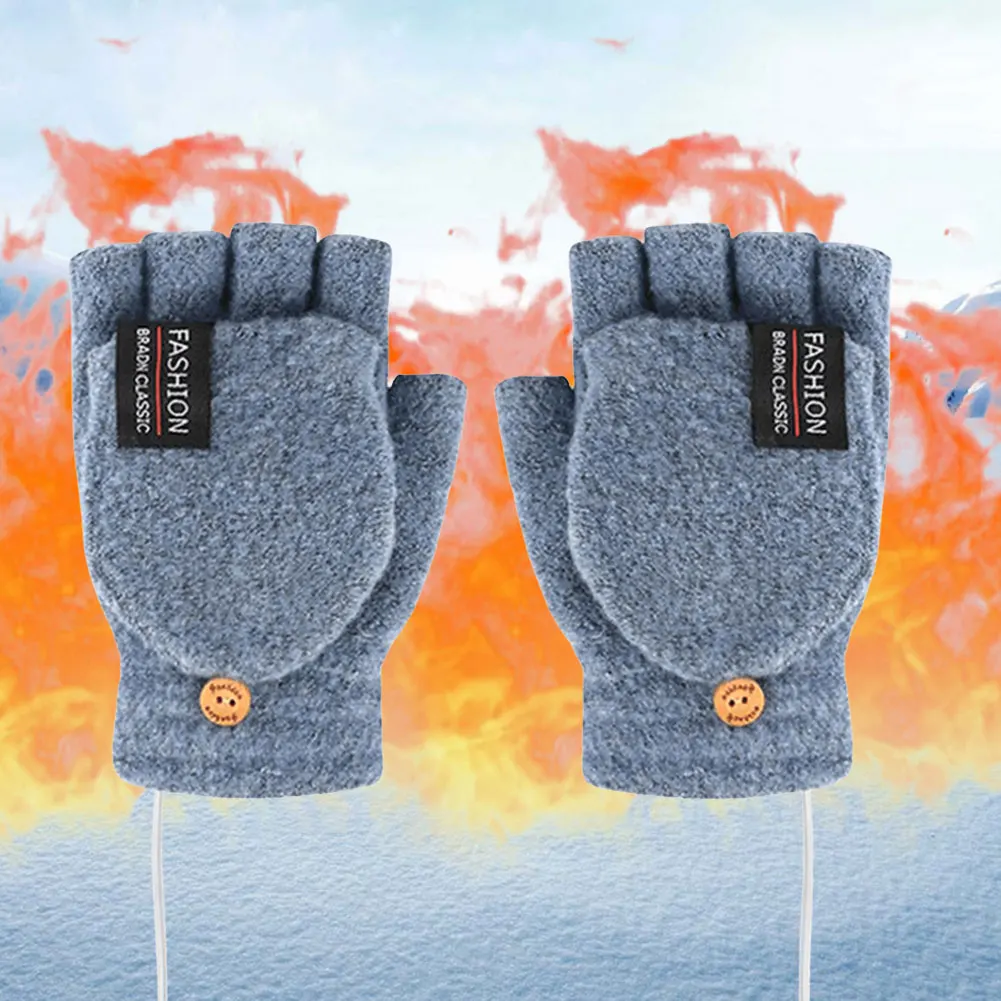 Electric Heated Gloves Hand Warmers Mittens Heater Rechargeable USB  Reusable Winter Warm Heating Laptop for Women Men Outdoor G