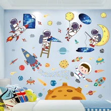 

Astronauts Rockets Wall Stickers Deocr DIY Outer Space Planets Wall Decals for Kids Rooms Baby Bedroom Nursery Home Decoration