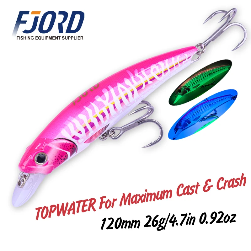 FJORD 120mm 36g 140mm 37g Topwater-Angelköder Schwimmend UV-Effekt Integrierter Stahlrahmen Künstliche Köder Angelzubehör