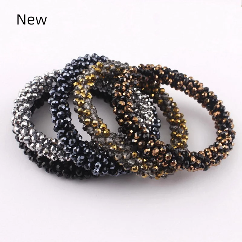 

2020 New Spiral Thick Faceted Beaded Bracelets & Bangles Women Fashion Weave Glass Bead Stretch Bangles Jewelry Wholesale