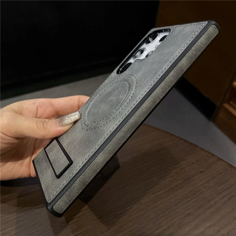 Luxury Leather Magnetic Fold Stand Holder Case For Samsung S26 S25 S24 Ultra S23 Plus S22 Wireless Charge Shockproof Soft Cover — view 5