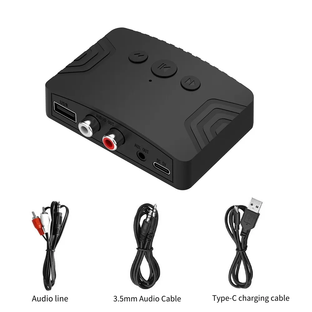 Bluetooth 5.3 Audio Receiver Wireless Audio Adapter Type C With AUX 3.5mm RCA Optical Jack Support U-disk for TV PC Speakers Car