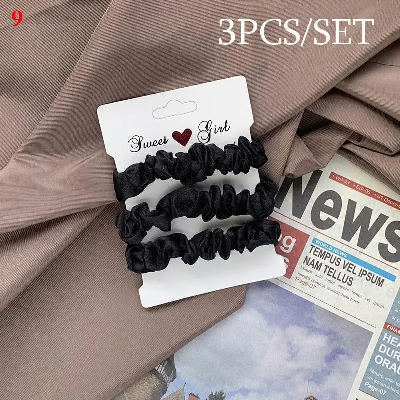 Elegant Silk Satin Scrunchies Set - 6-Piece Solid Color Hair Accessories Collection