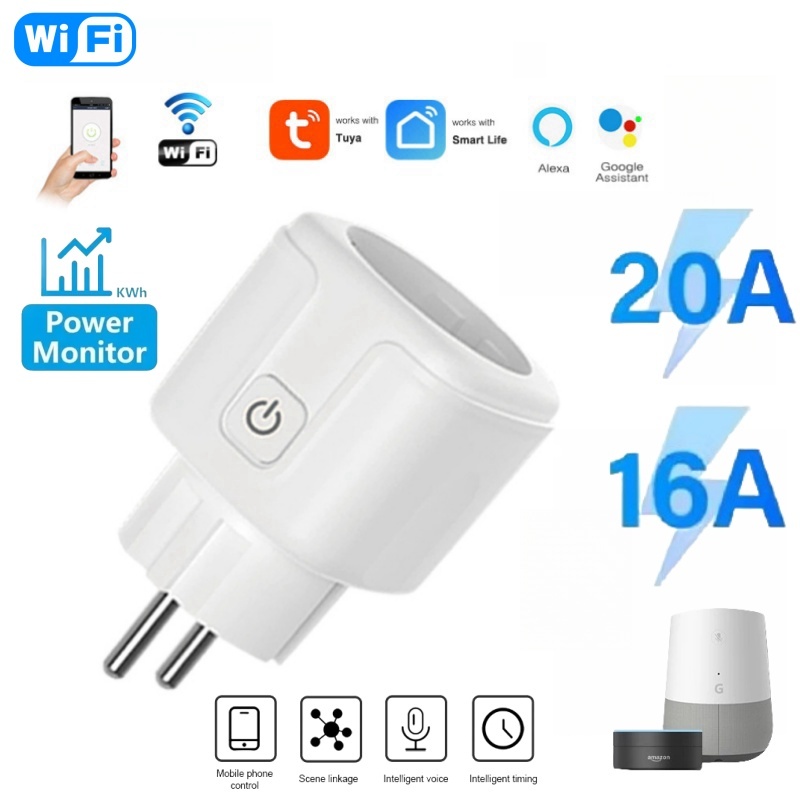 WiFi Smart Plug Socket EU16A/20A  Power Monitor and Voice Control Timing Smart Life Tuya Control Works With Alexa Google Home