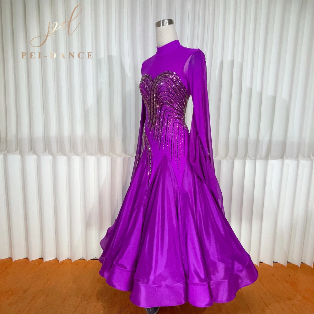 PEIDANCE Luxury Chrisanne Clover Fabric Hot Magenta Color International Standard Ballroom Waltz Tango Fox Trot Dance Dress 1233