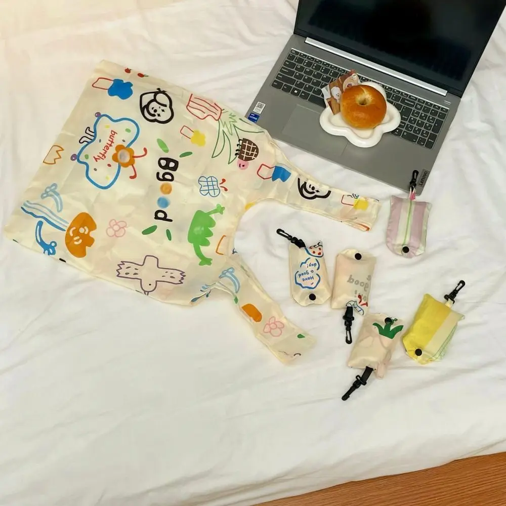 Creative Nylon Foldable Shopping Bag Storage Bags Tote Bag Cartoon Eco Bag Reusable Waterproof Travel Grocery Bag Snack - 3