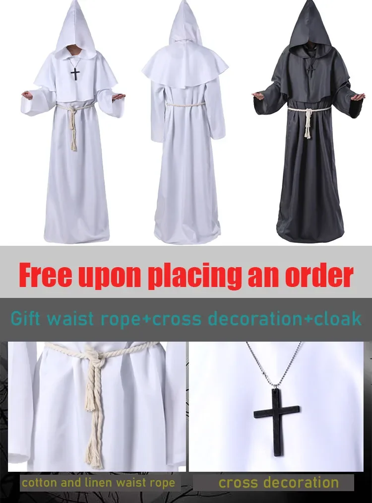 

Medieval monk costume, monk robe, Halloween cosplay costume, wizard costume, priest costume, COS costume, stage costume