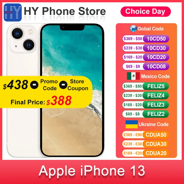 Apple iPhone 13 128GB/256GB ROM Unlocked 5G A15 Bionic Chip Face ID 6.1" 2532 x 1170 OLED Screen 12MP Camera