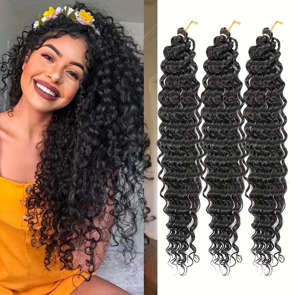 

22 Inch Synthetic Curly Braiding Hair Deep Wave Twist Crochet Hair Extensions Ombre Ocean Wave Crochet Hair For Women