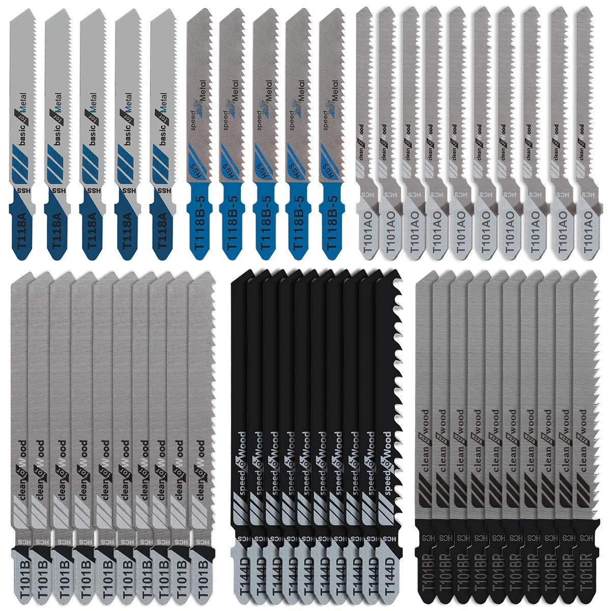 50/10Pcs Jig Saw Blade Metal Steel Jigsaw Blades Straight Cutting Tools Wood Assorted Saw for Woodworking Cutting Power Tool