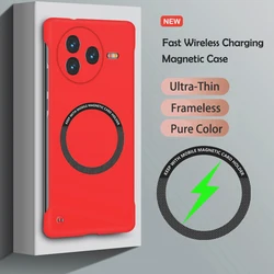 Custodia per telefono ultra sottile di lusso, magnetica, senza cornice, di colore uniforme e antiurto