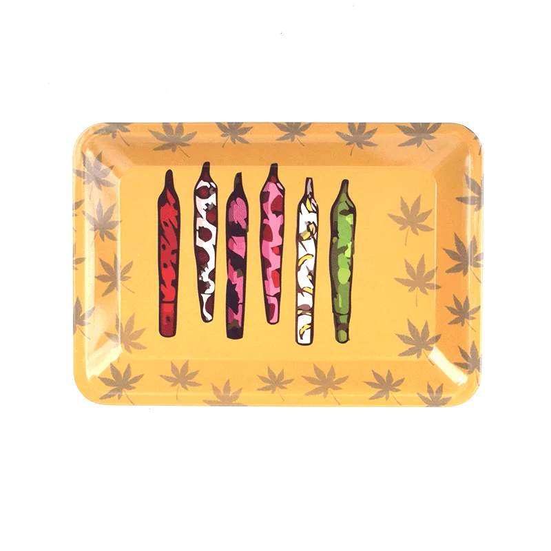 180*125mm Pink Girly Metal Rolling Tray Tobacco Herb Trays Smoking Accessories Rolling Tool 420 Leaves Print