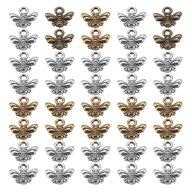 

40pcs Charms bee 10x11mm Tibetan Silver Plated Bronze Pendants Antique Jewelry Making DIY Handmade Craft Necklace Bracelets