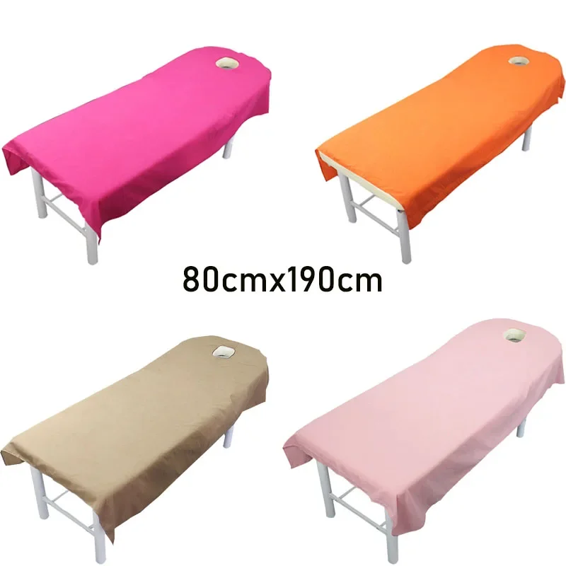 Beauty Salon Bed Sheet 1 Pcs Professional Cosmetic salon sheets SPA massage treatment bed table cover sheets with hole 9 Colors to Choose
