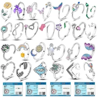 Adjustable Ring For Women Original 925 Sterling Silver Zircon Free Size Finger Flower Cat Paw Open Rings Wedding Jewelry Gift 1