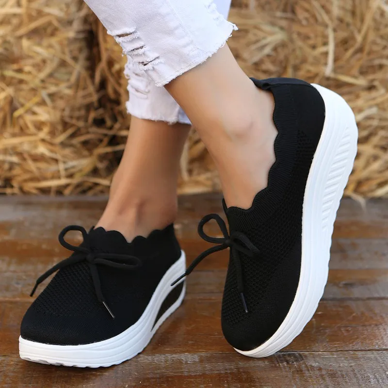 Women's Casual Shoes 2023 Fashion New Mesh Wedge Platform Shoes Outdoor Lightweight Comfortable Thick Sole Sneakers Women