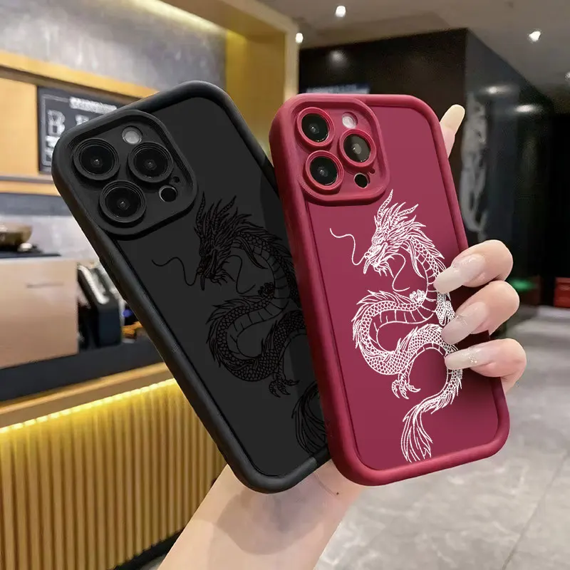 Luxury Dragon Matte Silicone Shockproof Phone Case