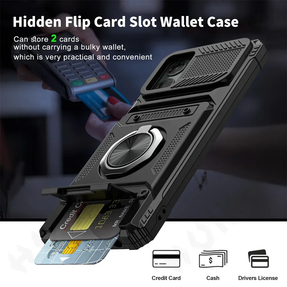 Rotating Ring Kickstand Protective Wallet Cover with Enhanced Durability