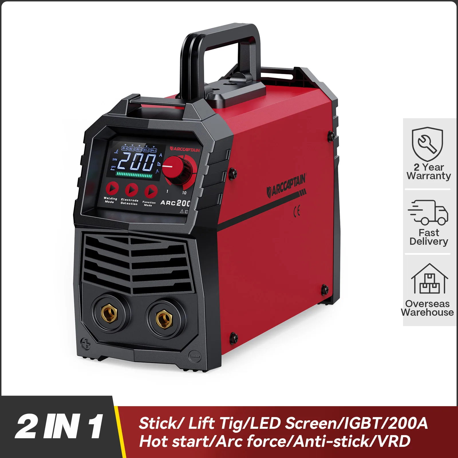 ARCCAPTAIN Arc Wedling Machine 2 in 1 Stick MMA Lift TIG Portable Synergy Digital Contol IGBT 110V 220V 200Amp For Home Welder
