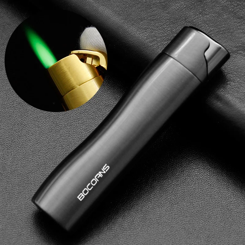 GREEN Flame Lighters Cigar Torch Lighter Windproof Refillable Butane Jet Lighters Gift