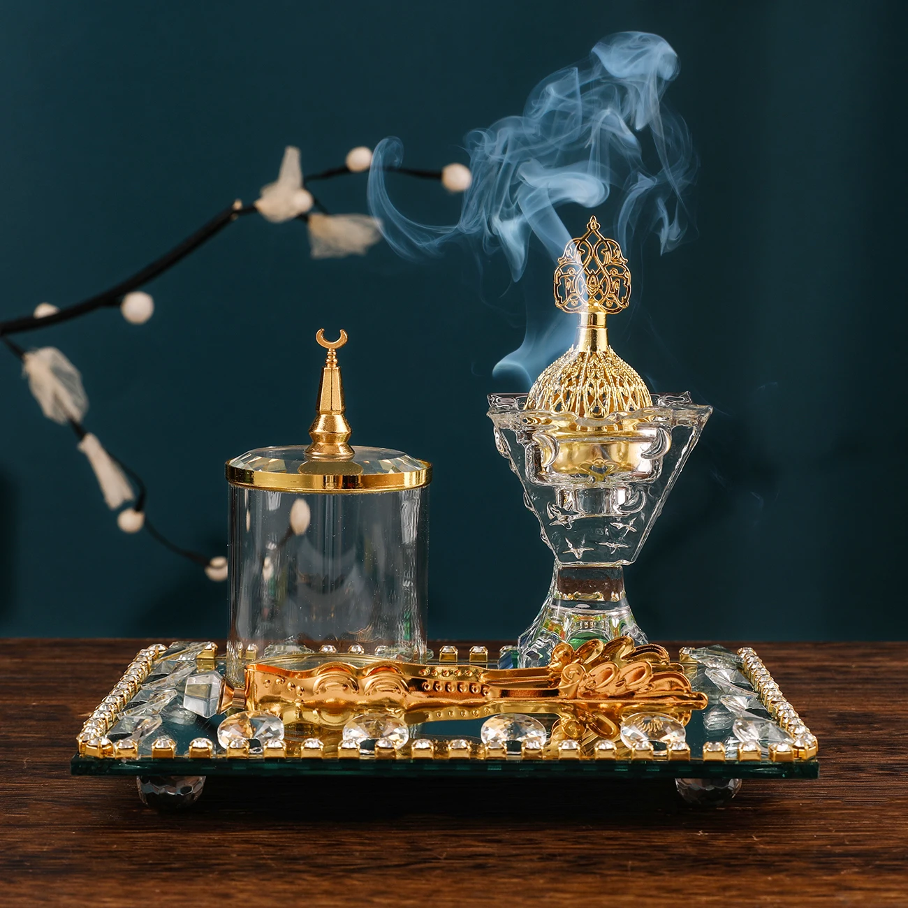 Luxury Crystal Glass Incense Burner Saudi Arabia Muslim Censers Yogo