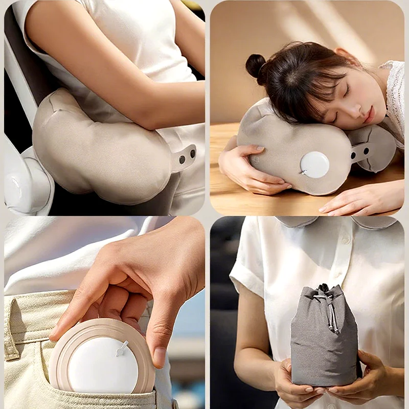 Inflatable U-Shape Travel Neck Pillow – Portable Cervical Support Pillow for Airplane Comfort