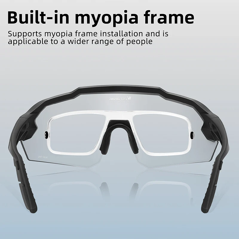 WEST BIKING Anti-fog Photochromic Glasses Ultralight TR-90 Frame UV400 Protection Men Women Cycling Sunglasses With Myopia Frame