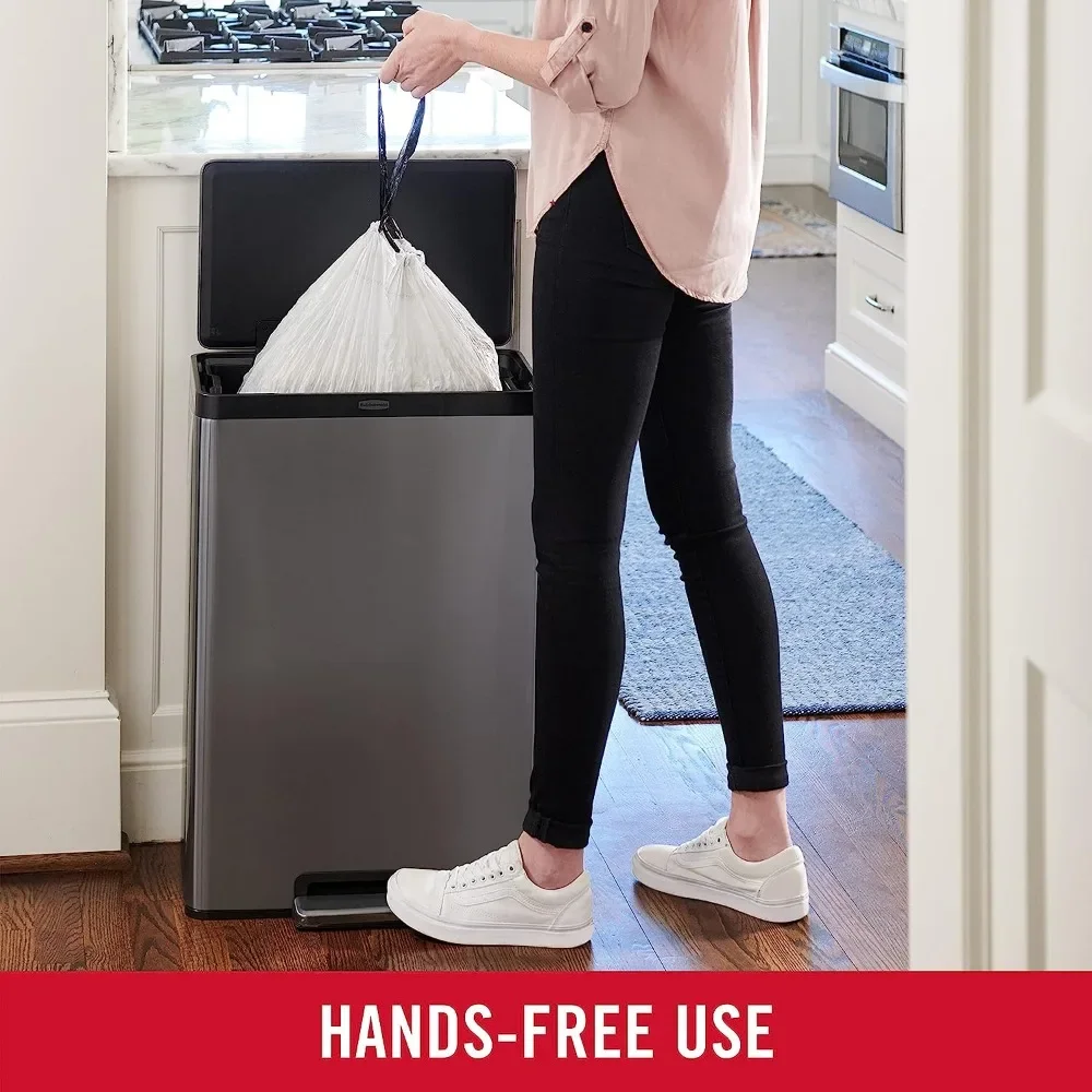 12 Gallon Stainless Steel Touchless Kitchen Trash Can with Lid and Foot Pedal for Bedroom, Bathroom, and More, 2