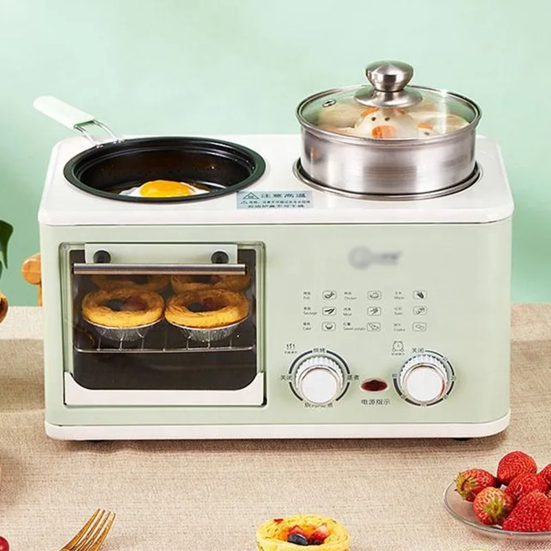 4-in-1 Household Multifunctional Breakfast Maker Machine with Toaster with dust cover and Frying Pan Boiler Steamer cooking pot