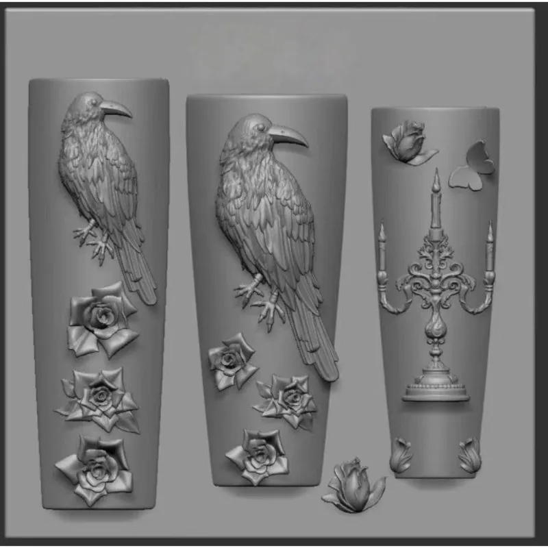 3D DIY 할로윈 네일 몰드 실리콘 식기 수갑 재미있는 장난감 독수리 까마귀 레진 매니큐어 모드 할로윈 네일 부품 도구