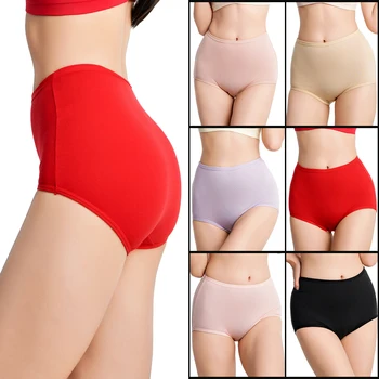 Women's cotton high waist seamless panties – breathable plus size briefs for daily wear