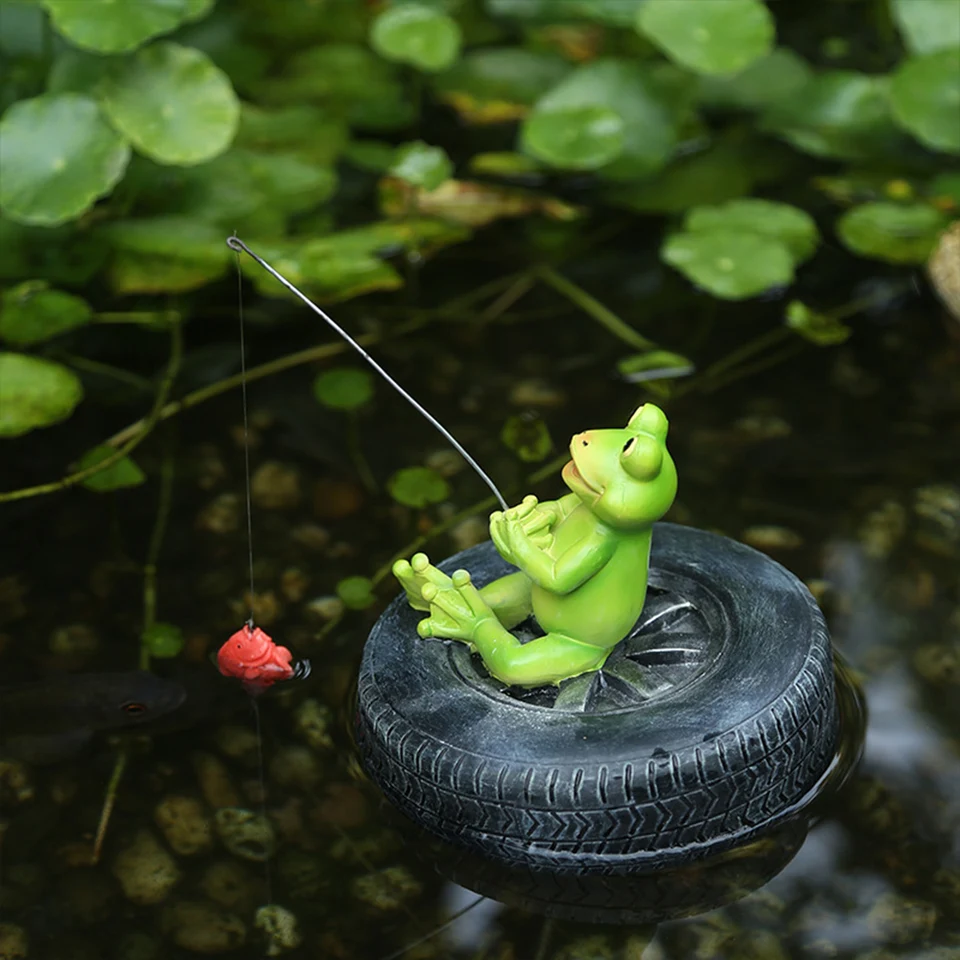 フローティング樹脂カエルの置物水に浮かぶカエルの装飾動物の庭の像池