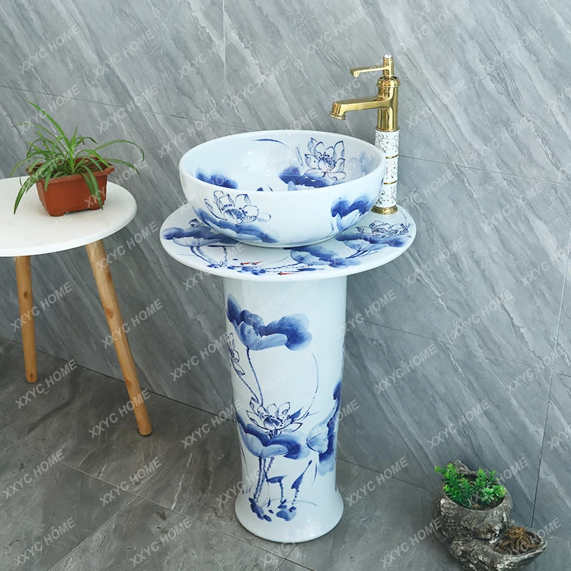 

Pedestal Basin Integrated Courtyard Balcony Home Floor-Standing Wash Basin Washbasin