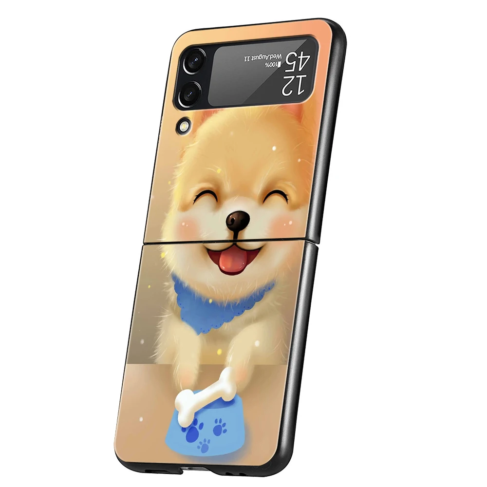 Cartoon Hunde Hard PC Handy hülle für Samsung Galaxy Z Flip 5 4 3 schwarze Abdeckung für Galaxy Z Flip 6 faltbare stoß feste Hüllen Fundas – Detail 5