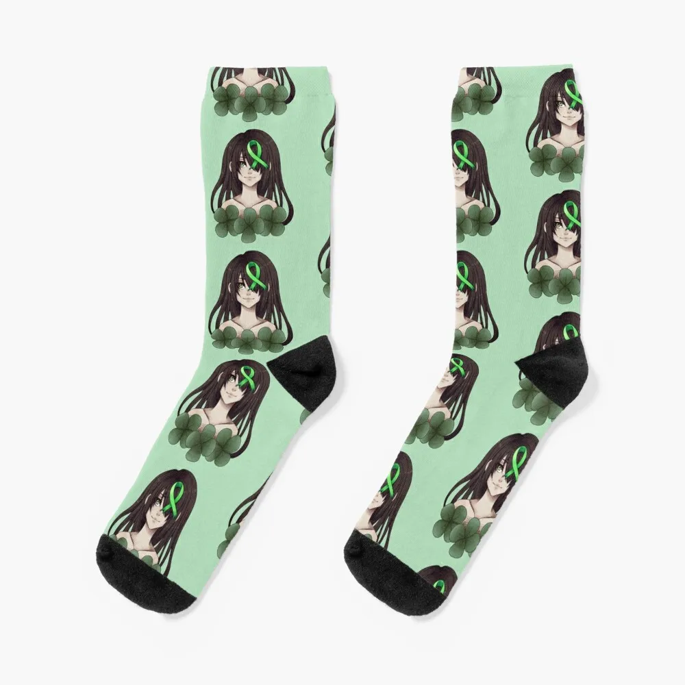 

Lyme Disease Awareness Ribbon Socks snow anime Mens Socks Women's
