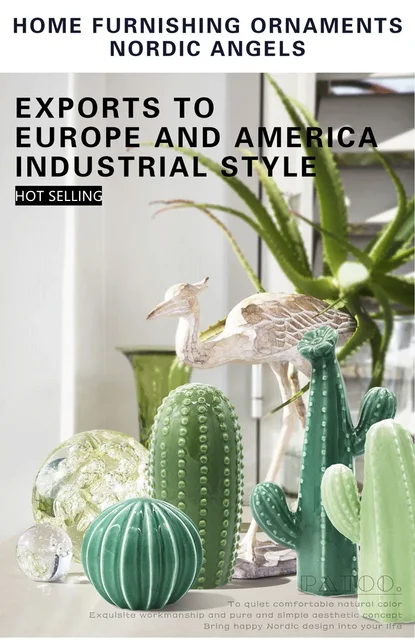 Cactus Decorativo In Ceramica Verde Made In Italy - 16x9 Cm Per Casa E Ufficio - Foto 5