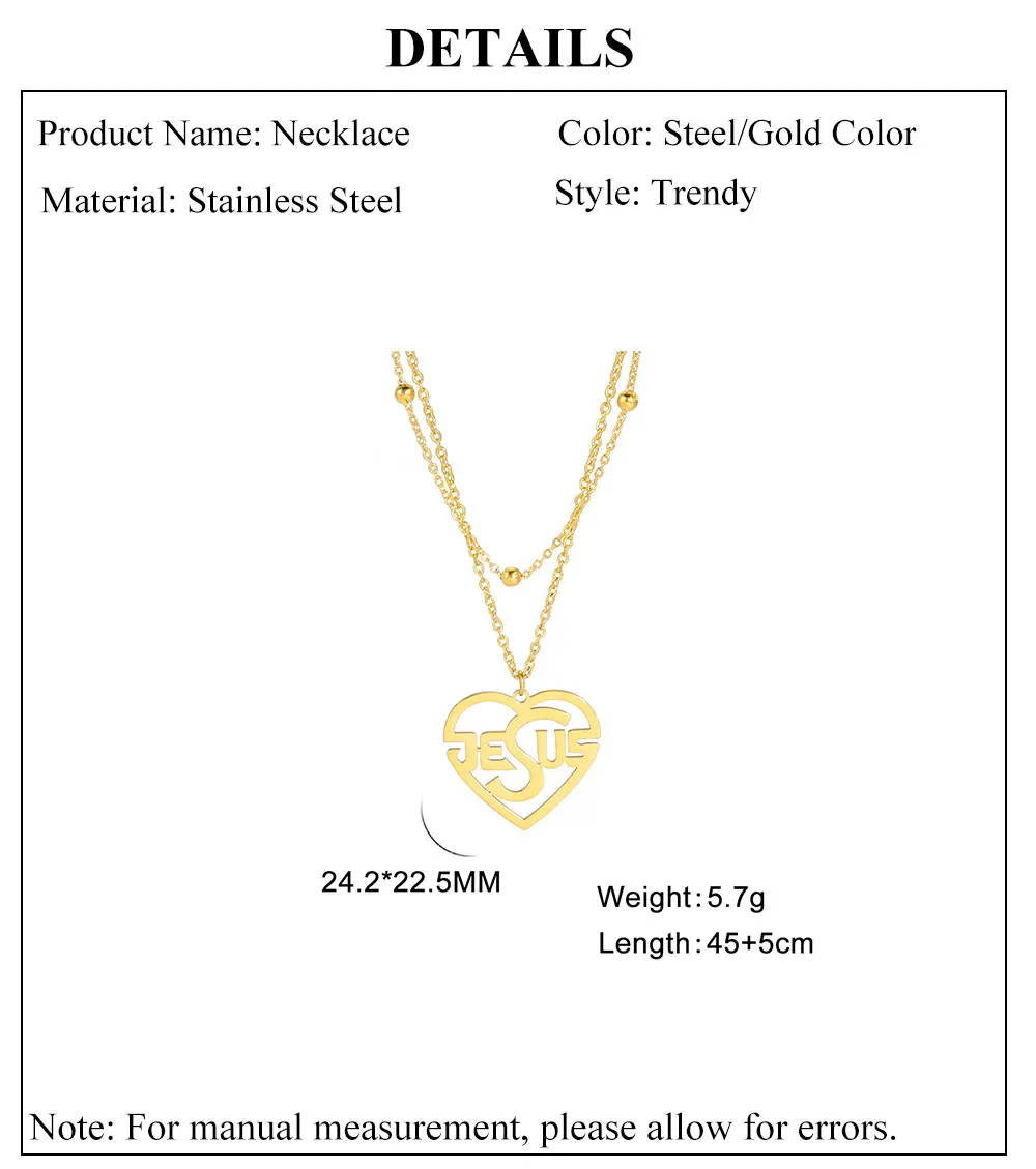 Cazador Christian Jesus Herz-Halskette für Frauen, Edelstahl-Anhänger, Halskette, Schmuck, Geschenk, 2026, Geburtstag, Jahrestag, Geschenk – Detail 4