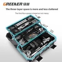 Professional Heavy Duty Green Toolbox with Foldable Three Layers and Multi-Purpose Carrying Handle 2