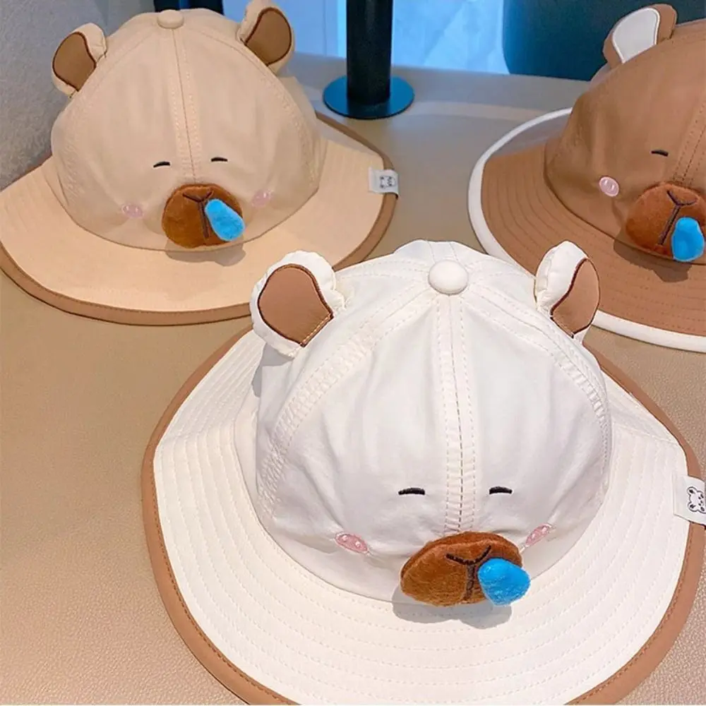 Kawaii Capybara Baseball Hat Anti-UV Sunshade Kids Summer Sunhat Fishmen Hat Cartoon Children's Peaked Cap Boys/girls